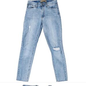 JOE’S Distressed Skinny Ankle Light Blue Jeans in Felicity Size 25 like new